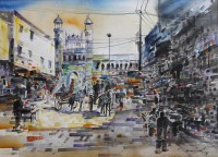 Amir Jamil, 19 x 27 Inch, Watercolor on Paper,  Cityscape Painting, AC-AJM-006